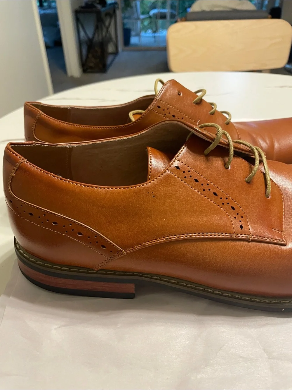 BRUNO MARCH Men's Leather Derby Dress Shoes PRINCE-16 in Natural Leather color